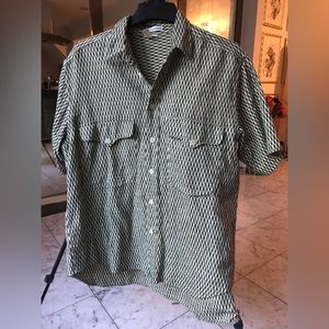Vintage Menswear Giogio Armani Knit Woven SS Shirt Printed